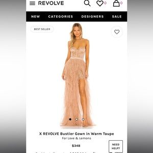 For Love and Lemons Bustier Gown in Warm Taupe with added straps